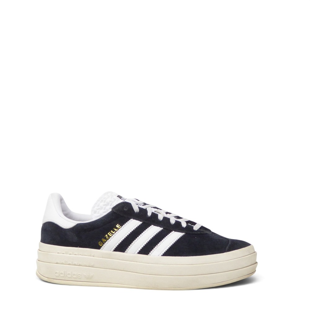 adidas Women Gazelle Bold Platform Sneakers Core Black White Gold Metallic 8.5